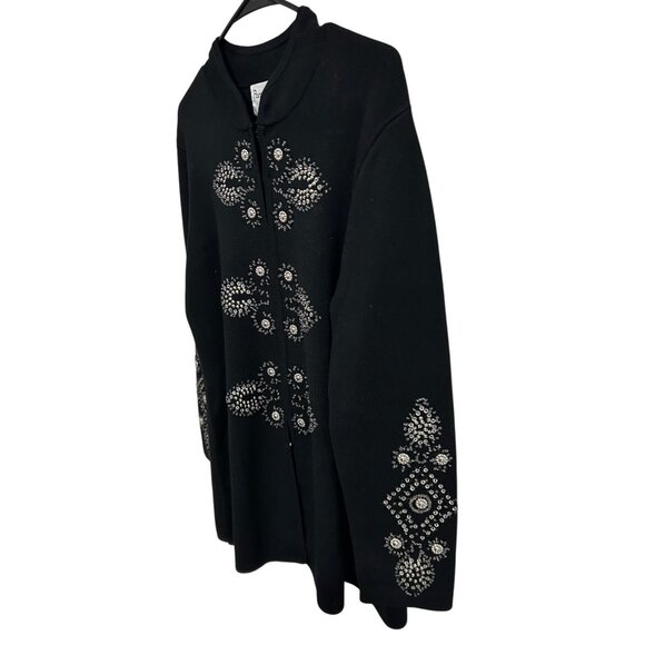 Pamela McCoy Black Embellished Long Sleeve Cardigan Sweater With Rhinestone Deta - Picture 3 of 10
